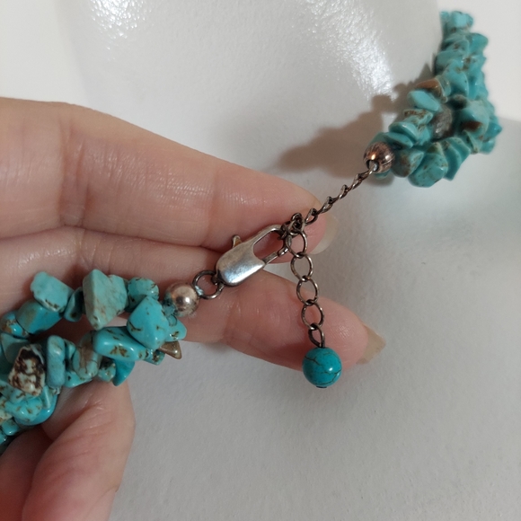 FINAL DROP💋Huge Turquoise disk pendant 3 strand chunky necklace - Picture 2 of 7